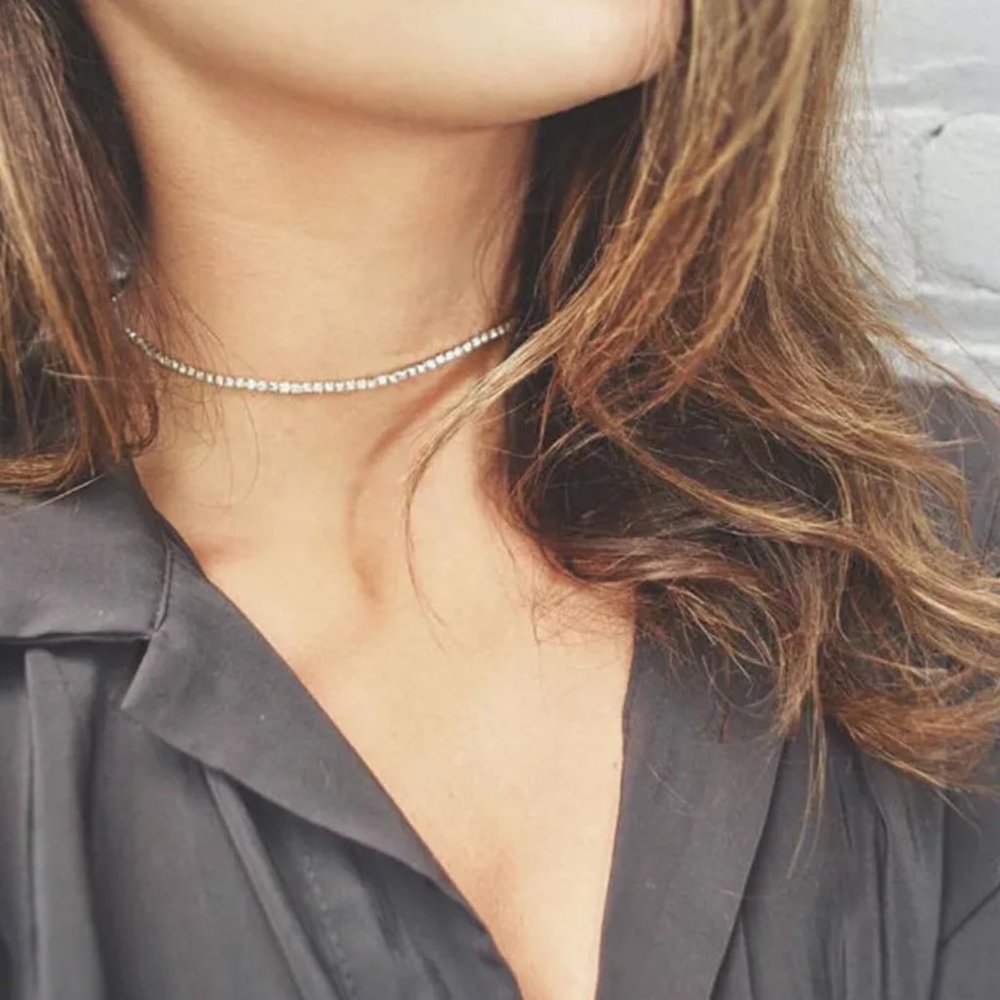 Sparkly Gold & CZ Diamonds Choker Necklace NEW - Picture 2 of 5
